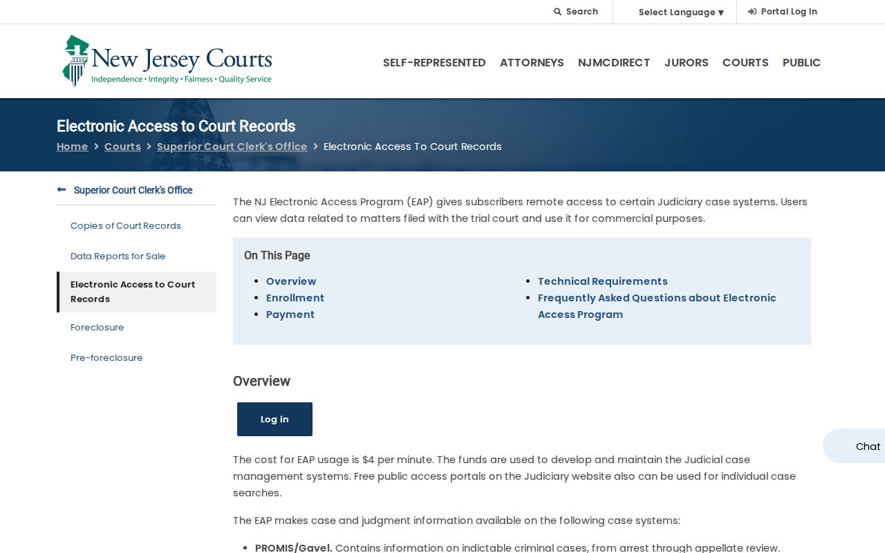 Paterson residents directory reference to New Jersey Judiciary electronic access information