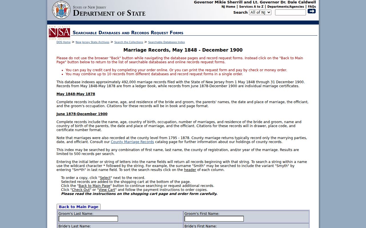 Paterson previous residents research through the New Jersey historical marriage database