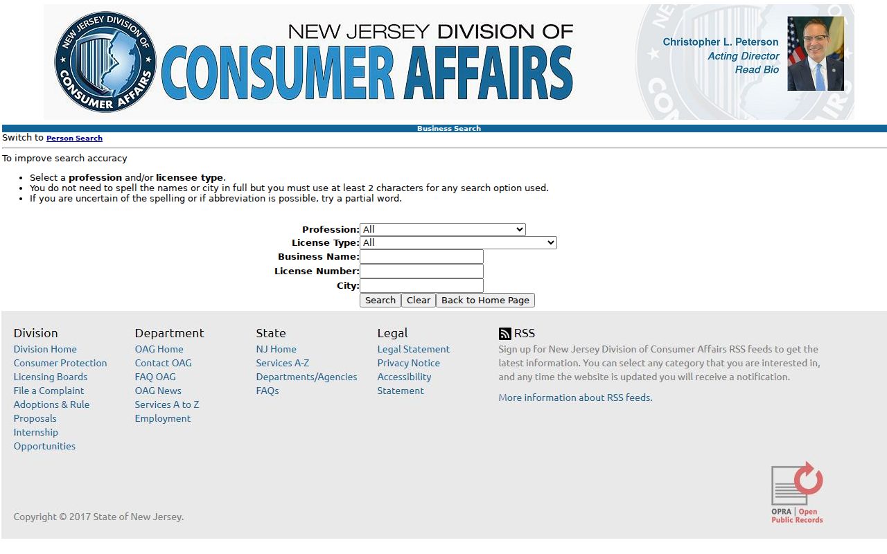 Paterson resident lookup with New Jersey professional license verification