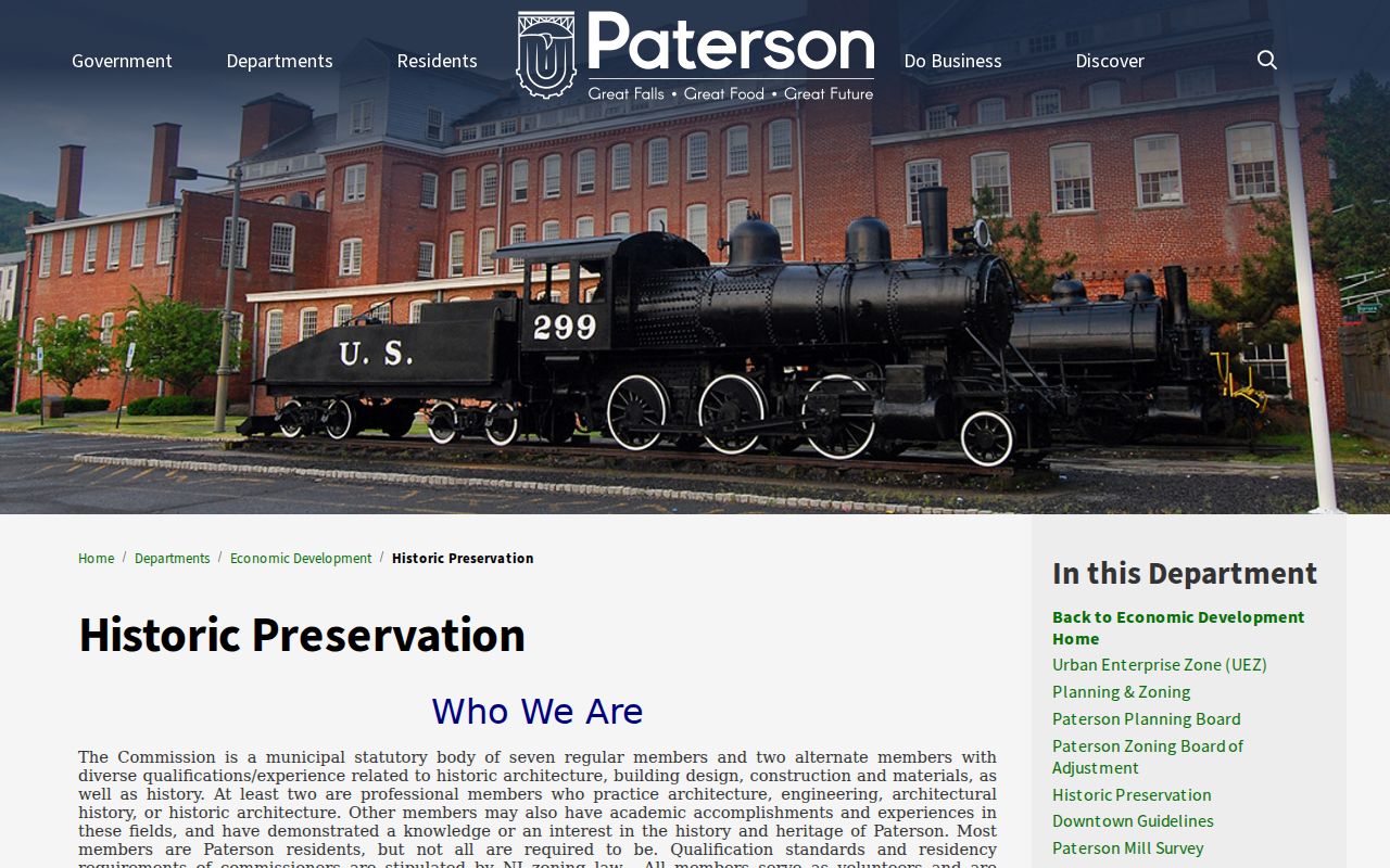 Paterson street directory reference to the Historic Preservation Commission